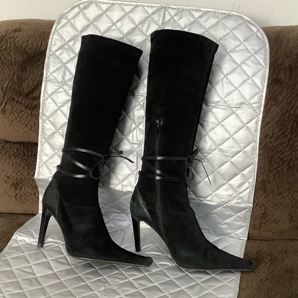Charles David Black suede Heeled Boots, Size 7.5 - Picture 2 of 14